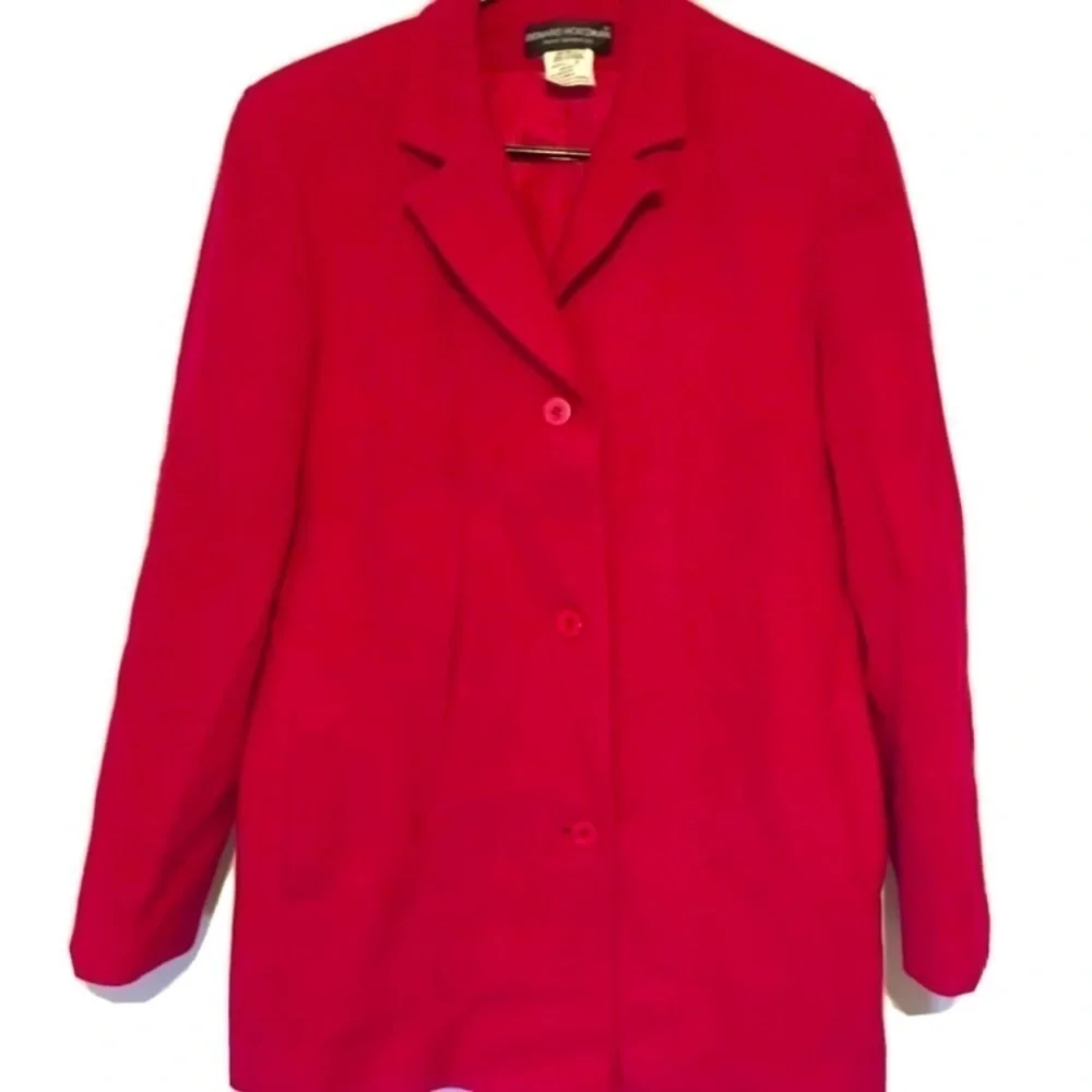 Harve Benard Size 8 Red Wool Christmas Button Up Business Office Jacket